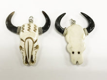 Load image into Gallery viewer, Cattle Skull Head, Longhorn Bone Pendant, Hand Carved longhorn cattle pendants 2.25" - B149 - BeadPrism