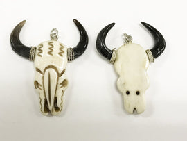 Cattle Skull Head, Longhorn Bone Pendant, Hand Carved longhorn cattle pendants 2.25