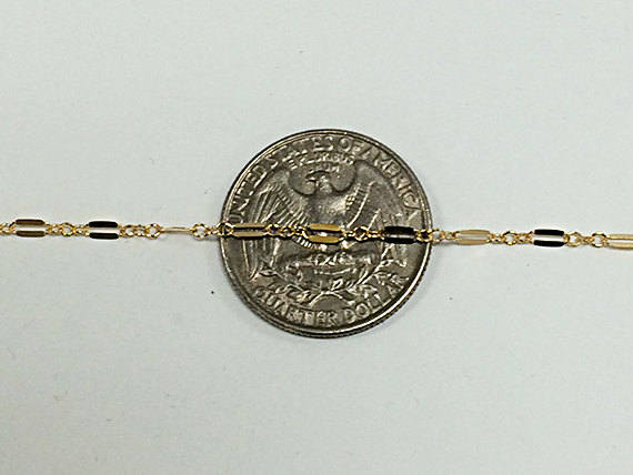 50Ft Lariat Chain, 14K Gold Fill Double Bar Dapped Chain 2mm, Chains By Foot Wholesale -GC384-50 - BeadPrism