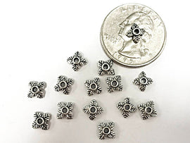100 pc Bead Cap 7 mm Antique Silver Tone , PEWTER 1.3mm Hole - PBF077 - BeadPrism