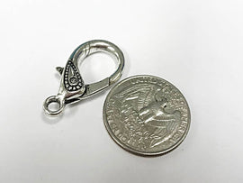 5 pc 30mm Lobster Clasps, Large Decorative Clasps, 30x16mm Pewter Antique Silver Wholesale - PBF180S - BeadPrism