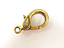 Load image into Gallery viewer, 5 pc 30mm Lobster Clasps, Large Decorative Clasps, 30 x 16mm Pewter Antique Gold Wholesale - PBF180G - BeadPrism