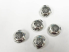 20 Pc 10mm Silverl Bead  Antique Silver Finish Pewter, 10mm x 6mm , 1mm hole BULK Wholesale - PBF249 - BeadPrism
