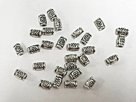 100 Pc Pewter Thai Karen Silver Style Tube Bead, 4x2.5mm 1.2mm Hole, tiny silver tube beads - PBF301 - BeadPrism