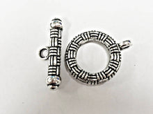 Load image into Gallery viewer, 5 Sets Silver Toggle Clasps 24mm PEWTER, Decorative toggle clasps - PBF183 - BeadPrism