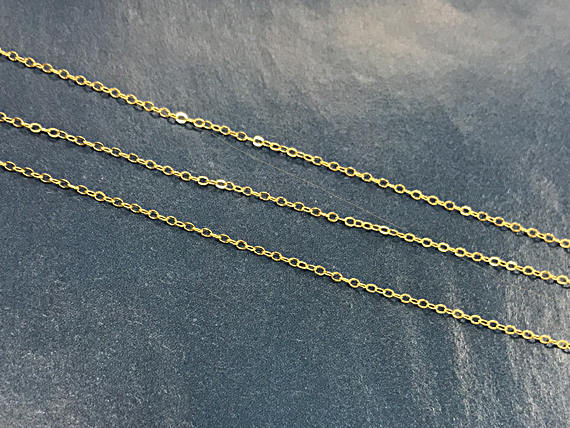 3 Ft - Gold Filled Chain Flat Cable 1.5mm, Gold Filled Chain By Feet -Gold Filled Chains -  GC300-3 - BeadPrism