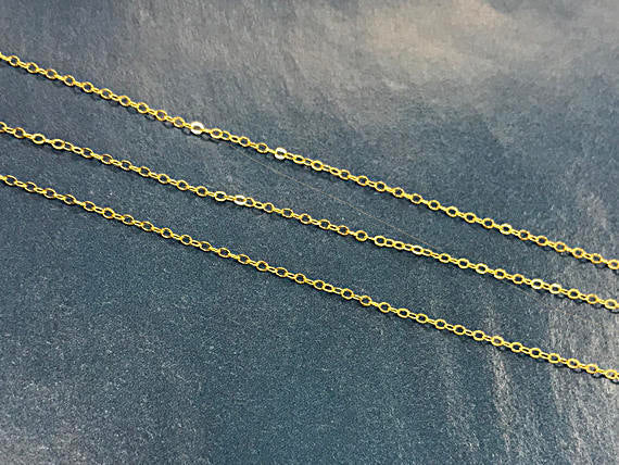 25 Ft - Gold Filled Chain Flat Cable 1.5mm, Gold Filled Chain By Feet, Gold Filled Chains - GC300-25 - BeadPrism