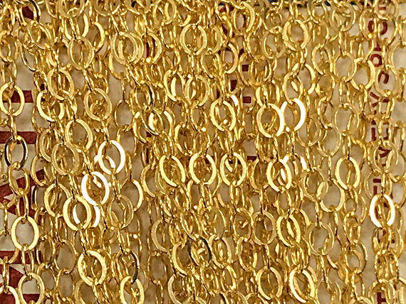 25 Ft - Gold Filled Chain Flat Cable 2.5mm, Gold Filled Chain By Feet, Gold Filled Chains - GC302-25 - BeadPrism