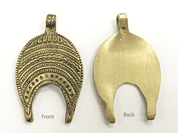 Ethnic Brass Pendant Antique Vintage Royal design, Ethic Vintage Large 2.5+ Inch 65mm x 39mm - AP423 - BeadPrism