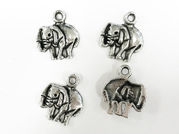 25 pcs Silver Elephant Charms 16mm Pewter Antique Silver Finish animal charm, Elephant charm - PP167 - BeadPrism