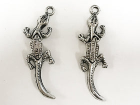 15 Pc - Movable Gecko Charms 40mm, Pewter , Gekho Charm, Lizzard pendants, Gecko pendants- PP155 - BeadPrism