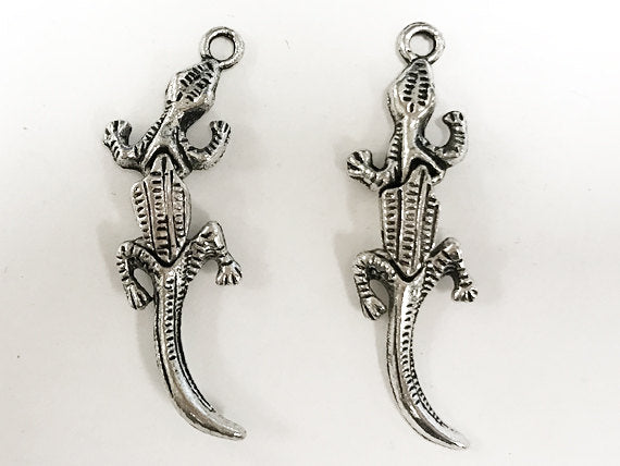 15 Pc - Movable Gecko Charms 40mm, Pewter , Gekho Charm, Lizzard pendants, Gecko pendants- PP155 - BeadPrism