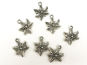 25 Pc Flower Charms 13.5mm Antique Silver Finish Pewter, silver flower charms, nature charms - PP111 - BeadPrism