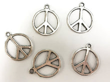 Load image into Gallery viewer, 25 Pc Peace Sign Charms 21mm, Antique Silver Finish Pewter, Peace charms, silver charms - PP101 - BeadPrism