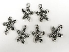 25 Pc Starfish Charms 17mm, Antique Silver Finish Pewter, silver charms, sea life charms - PP106 - BeadPrism