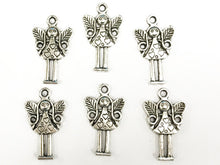 Load image into Gallery viewer, 15 Pc Fairy Charms 25mm, Antique Silver Finish Pewter, Fairies Charms, Silver Fairy Pendants - PP108 - BeadPrism
