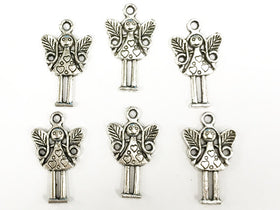 15 Pc Fairy Charms 25mm, Antique Silver Finish Pewter, Fairies Charms, Silver Fairy Pendants - PP108 - BeadPrism