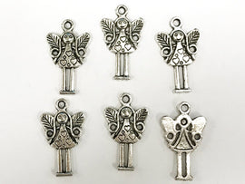 15 Pc Fairy Charms 25mm, Antique Silver Finish Pewter, Fairies Charms, Silver Fairy Pendants - PP108 - BeadPrism