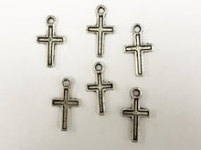 Load image into Gallery viewer, 25 Pc Cross Charms 14mm, Antique Silver Tone Pewter  - PP110 - BeadPrism
