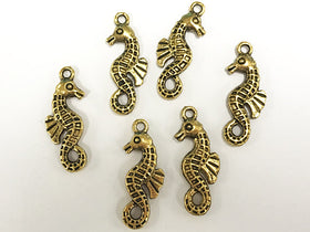 25 Pc Seahorse Charms 26mm, Gold Plated Pewter Charms, sealife charms, Double sided charms - PP104GP - BeadPrism