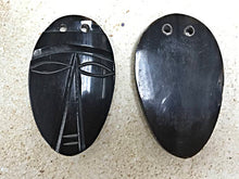 Load image into Gallery viewer, Bone/Horn Black Mask Pendant 2.5", 3mm Hole Carved tribal Pendant, African Face Mask Pendant - HF1 - BeadPrism