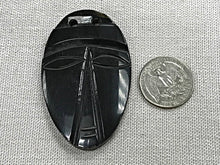 Load image into Gallery viewer, Bone/Horn Black Mask Pendant 2.5", 3mm Hole Carved tribal Pendant, African Face Mask Pendant - HF1 - BeadPrism