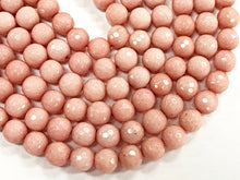Load image into Gallery viewer, 10mm Coral Pink Jade Round Gemstone Beads, Faceted 15" Strand, 38 pcs, blush Gemstone beads - SJA205 - BeadPrism