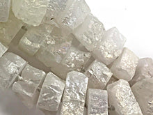 Load image into Gallery viewer, Rock Quartz Crystal Chunky Slabs white AB Mystic Titanium Coated 17" strand 27 Pcs 16x26mm - STQ110 - BeadPrism