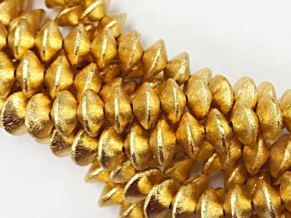 14mm Rondelles Brushed Gold, 14mm x 8mm, 13 Beads, Anti Tarnish, 24K Gold Plated Copper - GPC003 - BeadPrism