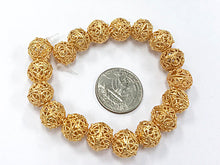 Load image into Gallery viewer, 12mm 24K Gold Plated Copper Bead 7.5" Strand 18 Beads 2.2mm Hole Ornate Design Anti Tarnish - GPC001 - BeadPrism