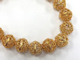 16mm 24K Gold Plated Bead, 8" Strand 12 Beads Anti Tarnish, 24K Gold Plated Copper Handmade - GPC010 - BeadPrism