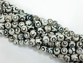 25% OFF 10mm Tibet Agate White Ivory Grey Cream Green Gemstone Beads Full 15