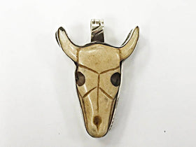 Cattle Skull Cream Color Bone Nepalese Pendant, 2.25 inch  - AP451 - BeadPrism