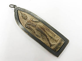 Thai Buddha Large Pendant 3.5" Bronze brass antiqued, Yoga, Buddhist, Meditation Pendant - AP453I - BeadPrism