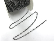 Load image into Gallery viewer, 3 Feet 3mm Oxidized Sterling Silver Chain, Diamond Cut Cable Chain, Made in Italy - SC385 - BeadPrism