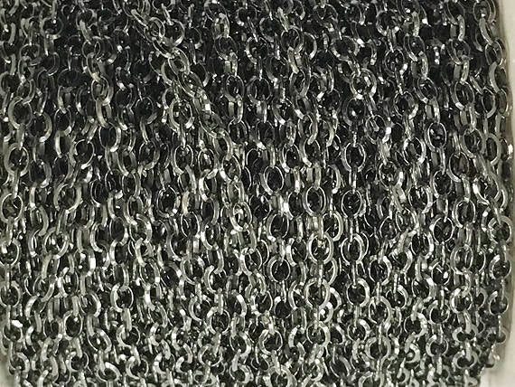 3 Feet 3mm Oxidized Sterling Silver Chain, Diamond Cut Cable Chain, Made in Italy - SC385 - BeadPrism