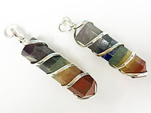 Load image into Gallery viewer, Gemstone 7 Chakras Pencil point pendants, 1.75 inch Healing gemstone Crystal jewelry - DP5-CW - BeadPrism