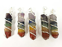 Load image into Gallery viewer, Gemstone 7 Chakras Pencil point pendants, 1.75 inch Healing gemstone Crystal jewelry - DP5-CW - BeadPrism