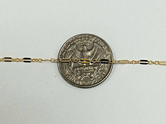Lariat Chain By Foot, 14K Gold Fill Double Bar Chain 2mm, Dapped Chain, Wholesale - GC384 - BeadPrism