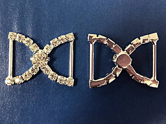 10 Pc Rhinestone Double C Rhinestone Bikini Slider Connector Buckle, 1.25 Inch - RC102-10 - BeadPrism