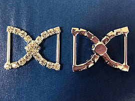 10 Pc Rhinestone Double C Rhinestone Bikini Slider Connector Buckle, 1.25 Inch - RC102-10 - BeadPrism