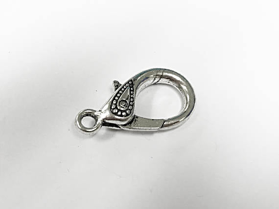 5 pc 30mm Lobster Clasps, Large Decorative Clasps, 30x16mm Pewter Antique Silver Wholesale - PBF180S - BeadPrism