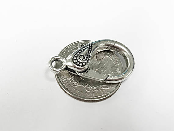 5 pc 30mm Lobster Clasps, Large Decorative Clasps, 30x16mm Pewter Antique Silver Wholesale - PBF180S - BeadPrism