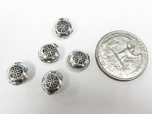 Load image into Gallery viewer, 20 Pc 10mm Silverl Bead  Antique Silver Finish Pewter, 10mm x 6mm , 1mm hole BULK Wholesale - PBF249 - BeadPrism