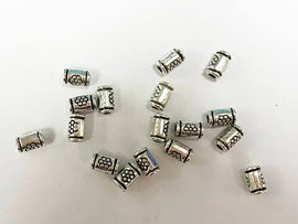 100 Pc Pewter Thai Karen Silver Style Tube  Bead 5x3mm, 1.5mm Hole  -  PBF305 - BeadPrism
