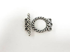 10 Sets Silver Toggle Clasps 16mm PEWTER , 3 strand toggle clasps- PBF102 - BeadPrism