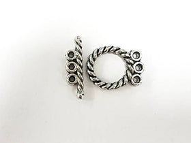 10 Sets Silver Toggle Clasps 16mm PEWTER , 3 strand toggle clasps- PBF102 - BeadPrism