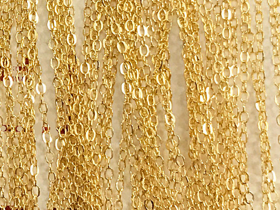 3 Ft - Gold Filled Chain Flat Cable 1.5mm, Gold Filled Chain By Feet -Gold Filled Chains -  GC300-3 - BeadPrism