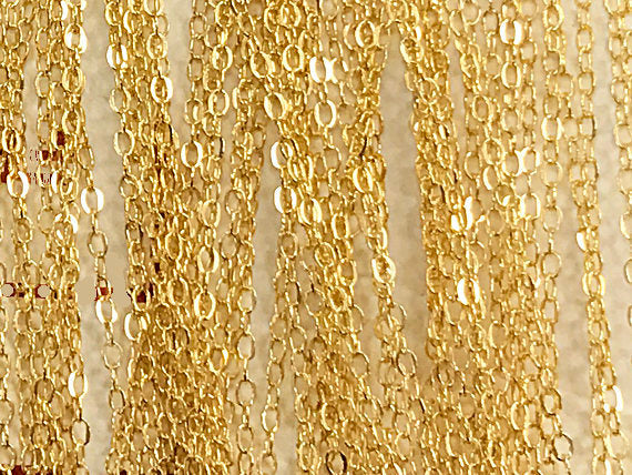 10 Feet Gold Filled Chain Flat Cable 1.5mm, Gold Filled Chain By Feet, Gold Filled Chains - GC300-10 - BeadPrism