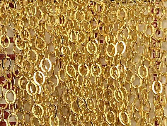 3 Ft - Gold Filled Chain Flat Cable 2.5mm, Gold Filled Chain By Feet -Gold Filled Chains -  GC302-3 - BeadPrism